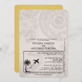 イエローブラジルパスポート結婚式招待状 招待状