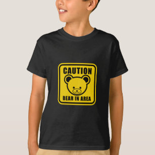 イエローブラックおもしろいテディベア警告標識アート Tシャツ
