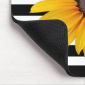 イエローブラックアイドスーザンフォトブラックストライプ マウスパッド (コーナー)