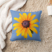 イエローブラックアイドスーザンフラワーブルー春夏 クッション (ブランケット)