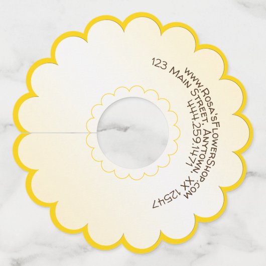 イエローブラックアイドスーザン花の写真サークル ワイングラスタグ (裏面)