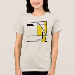 イエローブラックアコンテンポラリーート幾何学的モザイク トライブレンドTシャツ