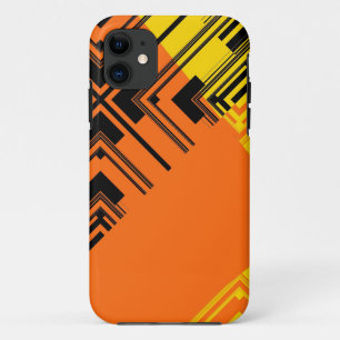 イエローブラックオレンジパターンレトロアートデザイン iPhone 11 ケース