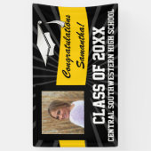 イエローブラックカスタム写真卒業式サイン 横断幕 (縦)