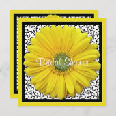 イエローブラックガーベラデイジーブライダルシャワー招待 招待状 (正面/裏面)