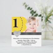 イエローブラックガールズ写真1st誕生日パーティー 招待状 (スタンド正面)