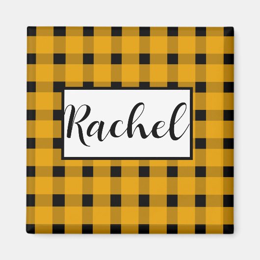 イエローブラックギンガパーソナライズされたム マグネット (正面)