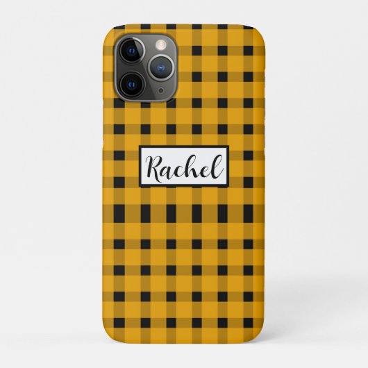 イエローブラックギンガパーソナライズされたム Case-Mate iPhoneケース (裏)