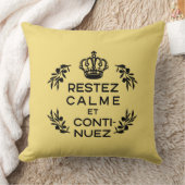 イエローブラッククレストフランスのKeep Calm and Carry On クッション (ブランケット)
