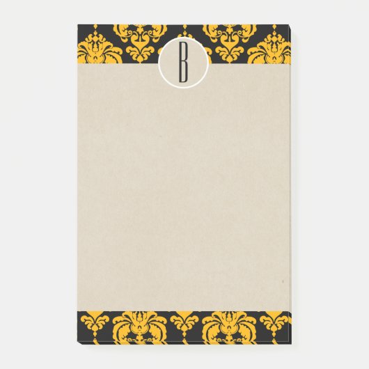 イエローブラックグラムダマスククラフトモノグラムイニシャル ポストイット (正面)