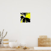 イエローブラックグレー抽象芸術 ポスター (キッチン)