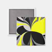 イエローブラックグレー抽象芸術 マグネット (正面/裏面)