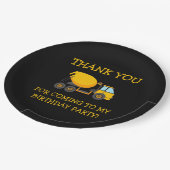 イエローブラックセメントトラックチャイルド感謝してい誕生日 ペーパープレート (アングル)