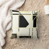 イエローブラックタウペオンホワイトラビリンス抽象芸術 クッション (ブランケット)