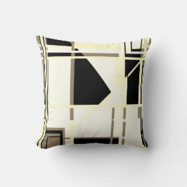 イエローブラックタウペオンホワイトラビリンス抽象芸術 クッション