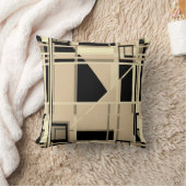 イエローブラックタウペリッチタン抽象芸術ラビリンス クッション (ブランケット)