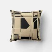 イエローブラックタウペリッチタン抽象芸術ラビリンス クッション (裏面)