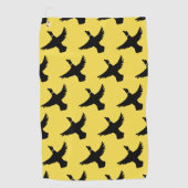 イエローブラックダク飛んでいるス ゴルフタオル (正面)