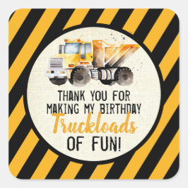 イエローブラックダンプトラック建築ゾーン誕生日 スクエアシール