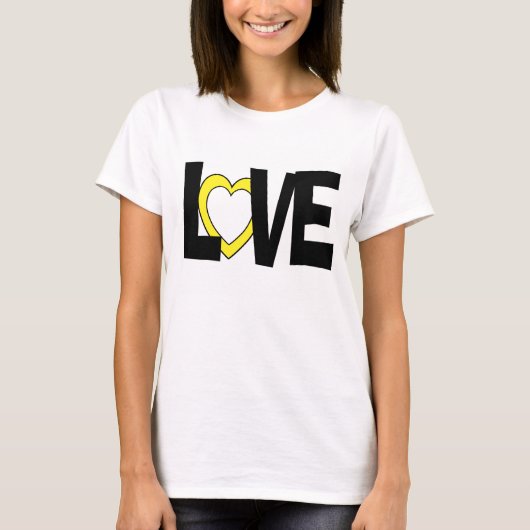 イエローブラックハート結婚ワードのシャツ Tシャツ (正面)