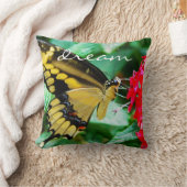 イエローブラックバタフライフォトドリームスクリプカラフルト クッション (ブランケット)