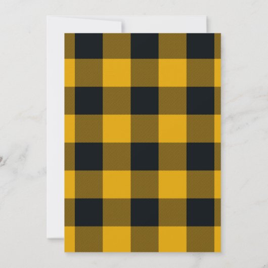 イエローブラックバッファロープレイドスウィート16誕生日パーティー 招待状 (裏面)