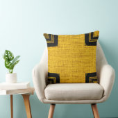 イエローブラックバーラップリネン素朴ジュテ クッション (椅子)