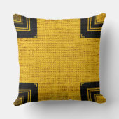 イエローブラックバーラップリネン素朴ジュテ クッション (裏面)