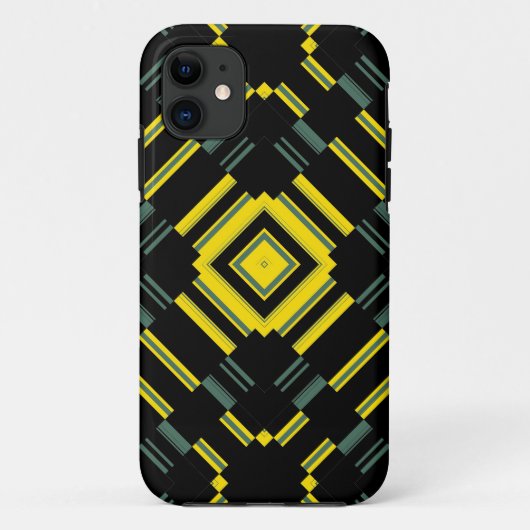 イエローブラックパターンレトロアートデザイン2 Case-Mate iPhoneケース (裏面)