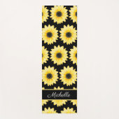 イエローブラックヒマワリ水彩パターカスタムン ヨガマット (正面)