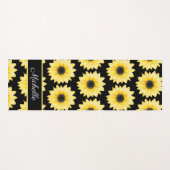 イエローブラックヒマワリ水彩パターカスタムン ヨガマット (正面(横))