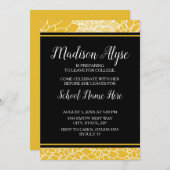 イエローブラックフローラトランクカレッジパーティの招待状 招待状 (正面/裏面)