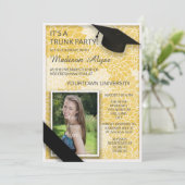 イエローブラックフローラトランクカレッジパーティー写真 招待状 (スタンド正面)