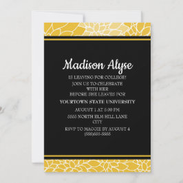 イエローブラックフローラ大学へ行くパーティー招待状 招待状
