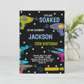 イエローブラックブルーウォーターガン招待状 招待状 (スタンド正面)