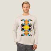 イエローブラックブルーグリーンサウスウェスト拡大曼荼羅 トライブレンドＴシャツ (正面全体)