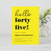 イエローブラックモダン45誕生日 招待状 (スタンド正面)