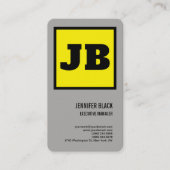 イエローブラックモノグラムはっきりしたミニマリストモダンプレーン 名刺 (正面)