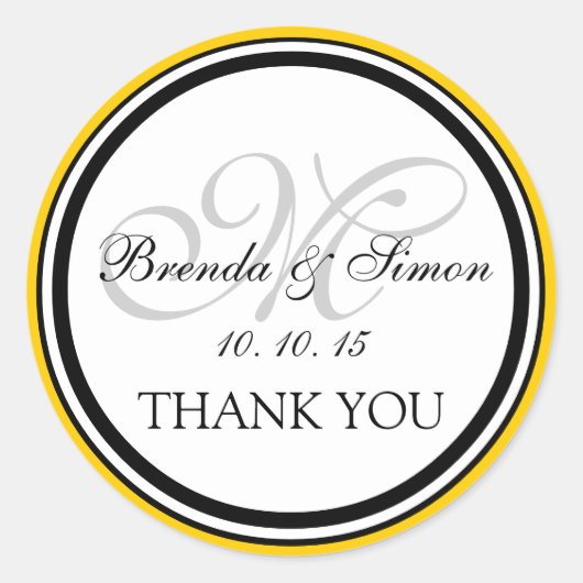 イエローブラックモノグラムM結婚の感謝 ラウンドシール (正面)