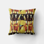 イエローブラックラスト大タイル抽象芸術アートデザイン クッション (裏面)