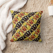 イエローブラックラスト斜め小タイル抽象芸術アート クッション (ブランケット)