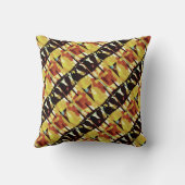 イエローブラックラスト斜め小タイル抽象芸術アート クッション (裏面)