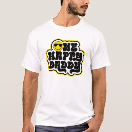 イエローブラックレトロハッピーパパ Tシャツ
