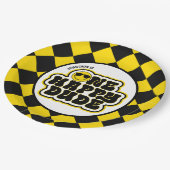 イエローブラックレトロワンハッピードダード1st誕生日 ペーパープレート (アングル)