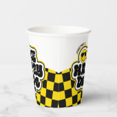 イエローブラックレトロワンハッピードダード1st誕生日 紙コップ (右)