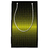 イエローブラック水玉模様ハーフトーン背景 スモールペーパーバッグ (正面)