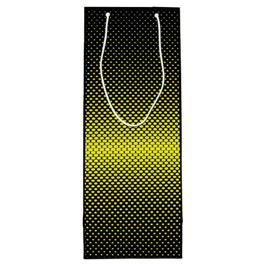 イエローブラック水玉模様ハーフトーン背景 ワインギフトバッグ (裏面)