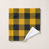 イエローブラック素朴バッファローのプ市松模様にライド検査 バスタオルセット (ウォッシュタオル)