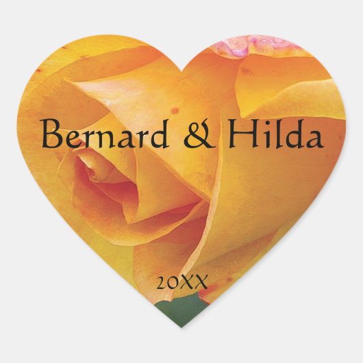 イエローブラッシングバラ結婚ハートシール ハートシール (正面)