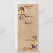イエローブルガンディーオータムフローラ結婚式 プログラムカード 招待状 (正面)
